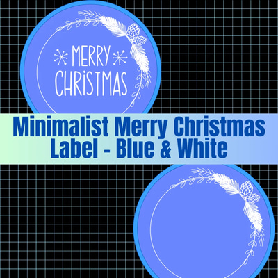 Minimalist Merry Christmas Label - Blue & White - Sleek Seasonal Label Templates for Professional Branding & Festive Packaging