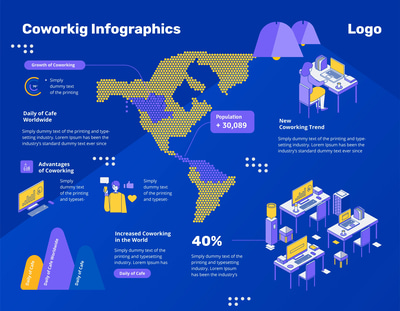 Co-working Space Cool Infographic Template - Modern Business Infographic for Engaging Teamwork Presentations