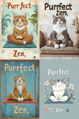 Cat in Yoga Pose - Comedic Wall Art - Playful and Uplifting Decor for Home and Office Spaces
