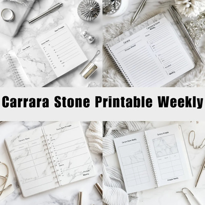Carrara Stone Printable Weekly - Elegant Marble-Inspired Weekly Planner for Organized Productivity and Stylish Time Management