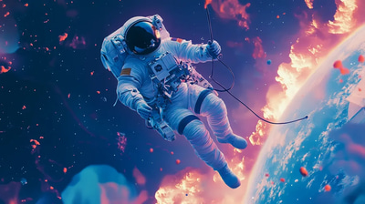 Floating Astronaut Wall Art - LuxeSpace Contemporary Cosmic Decor for Modern Interiors and Creative Spaces