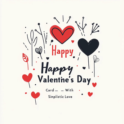 Happy Valentine's Day Card With Simplistic Love - Elegant Romantic Greeting for Thoughtful Connections