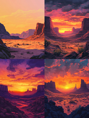 Dramatic Desert Sunset - Vibrant Landscape Art for Captivating Natural Ambiance and Creative Spaces