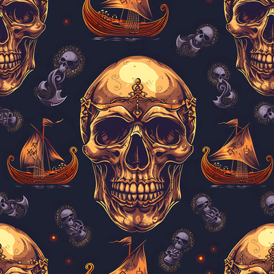 100 Gothic Skull Artistry - Vintage Retro Pattern Collection for Designers and Creative Projects