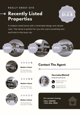 Blue Yellow A4 Property Review Flyer - Modern Real Estate Flyer Template for Agents and Marketing Success