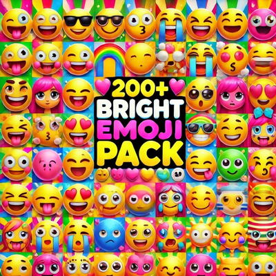 200+ Bright Emoji Pack - Vibrant and Expressive Emoji Set for Digital Communication and Creative Projects 2025