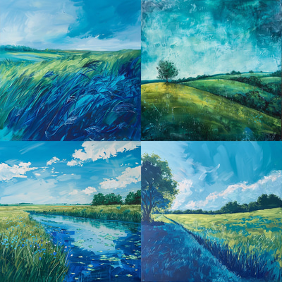 Cool Blues Greens Color Field - Serene Abstract Color Field Painting for Contemporary Artspaces and Creative Decor