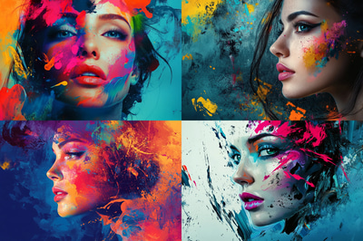 Digital Painting Contemporary Female Portrait - Modern Digital Portrait Art for Creative and Professional Use