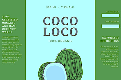 Coconut Water Label Green & Brown - Premium Food & Drink Packaging Template for Commercial Branding and Marketing
