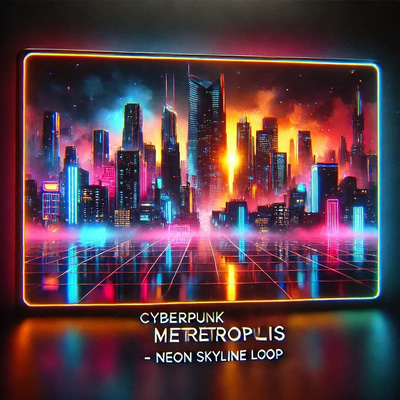 Cyberpunk Metropolis Neon Skyline Loop - Futuristic Neon Motion Graphics Backgrounds for Creative Videos and Digital Projects