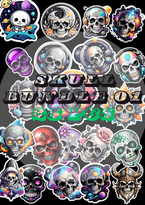 25 Cranium Curse Horror Sticker Pack - Spooky Paranormal Sticker Collection for Creators and Enthusiasts