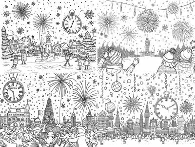 New Year's Eve Coloring - Festive Seasonal Coloring Pages for Creative Relaxation and Holiday Joy