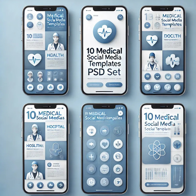 10 Medical Social Media Templates PSD Set - Clean, Professional Healthcare Ads for Multi-Platform Campaigns