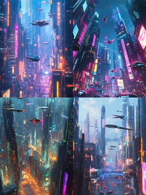 Futuristic City Vision - Immersive Urban Landscape Art for Modern Spaces and Creative Projects
