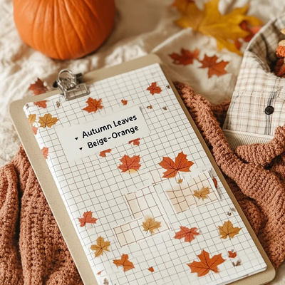 Autumn Leaves Beige Orange Checklist - Elegant Goal Planner for Personal and Professional Success