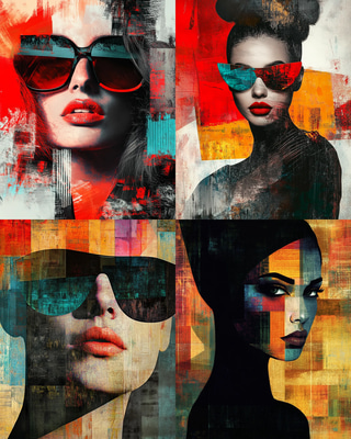 High-Fashion Contemporary Female Portrait - Elegant Contemporary Portrait Art for Fashion and Editorial Projects