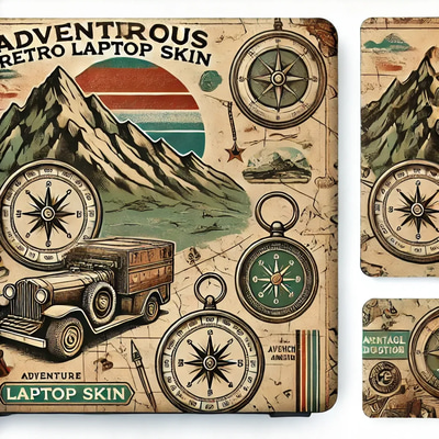 Adventurous Retro Laptop Skin - Vintage-Inspired Durable Laptop Skin for Creative Tech Enthusiasts and Daily Use