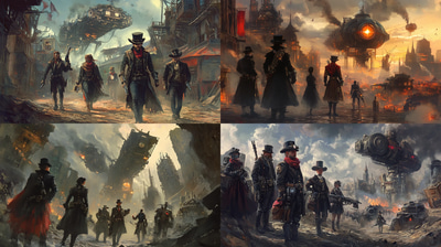 Futuristic City Blending Victorian and Steampunk Aesthetics - Immersive Sci-Fi Art for Creative Visionaries and Designers