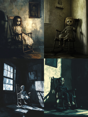 Haunted Doll Horror Illustration - Dark Horror Artwork for Spine-Chilling Creative Projects and Visual Storytelling
