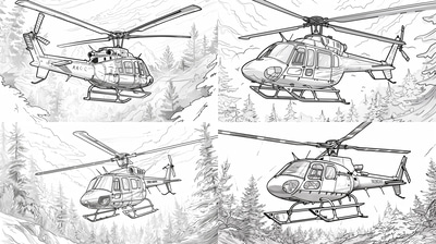 Helicopter Coloring Page - Creative Transportation Coloring Art for Kids and Educators