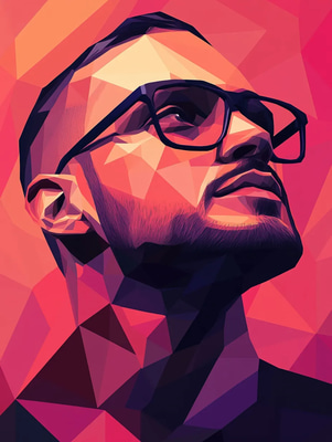 Low Poly Geometric Digital Portrait of a Man - Contemporary Digital Portrait Art for Creative Projects and Personal Branding