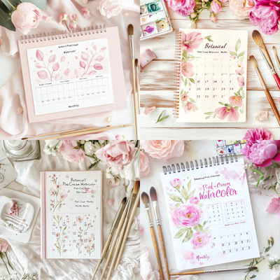 Botanical Pink Cream Watercolor Monthly - Elegant Floral Monthly Planner for Organized and Stylish Scheduling in 2025-2026