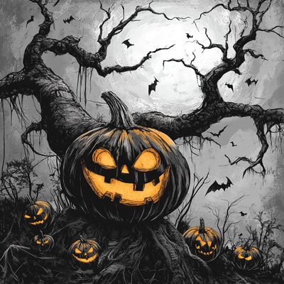 Black Spooky Halloween Card - Premium SpookNote Studio Invitation for Memorable Halloween Events