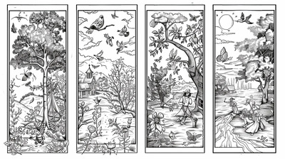 Four Seasons Coloring Page - Educational and Creative Seasonal Art for Students and Teachers
