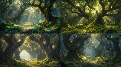 Enchanted Ancient Forest - Mystical Woodland Landscape Art for Creative Decor and Visual Storytelling