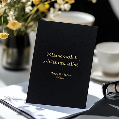 Black Gold Minimalist Happy Graduation Card - Elegant Graduation Invitation for Memorable Celebrations