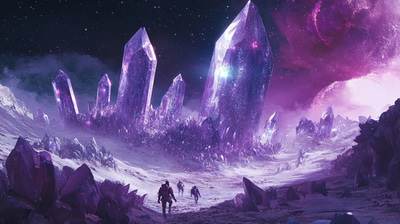 Crystalline Landscapes on an Exoplanet - Immersive Sci-Fi Exploration Art for Creative Visionaries and Futuristic Projects