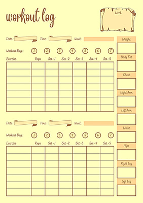 Elegant Minimalist Workout Log - Clean and Functional Fitness Planner for Personal and Professional Use