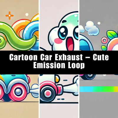 Cartoon Car Exhaust Cute Emission Loop - Playful Animated Video Loop for Engaging Visual Content Creators