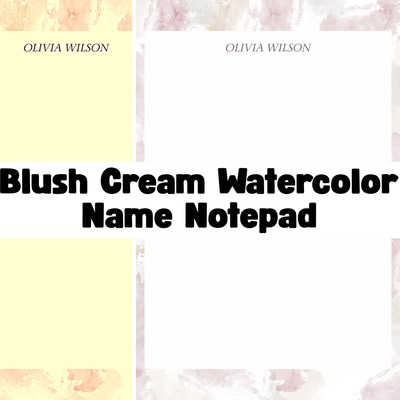 Blush Cream Watercolor Name Notepad - Elegant Office Forms Template for Professional Workflow Efficiency