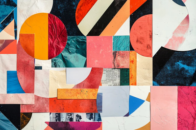 Geometric Collage with Strong Shapes - Abstract Wall Art - Contemporary Multimedia Collage for Modern Interiors and Creative Spaces