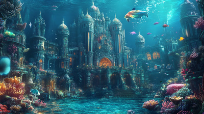 Coral Throne Sunken Kingdom Palace - Digital Underwater Environment Art for Immersive Nature Scenes and Creative Projects
