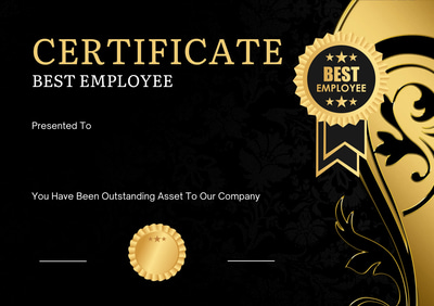 Black Gold Landscape Employee Excellence Award - Elegant Corporate Recognition Card for Outstanding Staff Achievements
