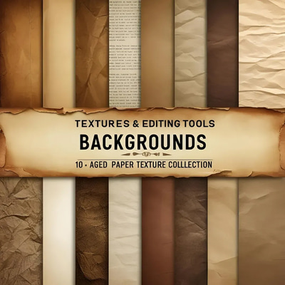 10 Aged Paper Texture Collection - Vintage Textured Backgrounds for Photography & Creative Editing