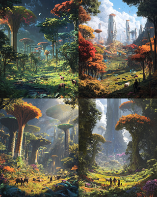 Lush Exoplanet with Floating Flora - Immersive Sci-Fi Exploration Art for Creators and Visionaries