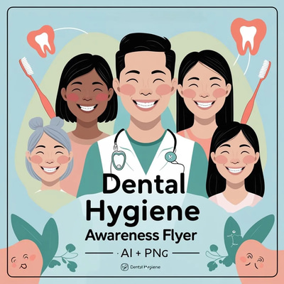 Dental Hygiene Awareness Flyer - AI + PNG - Professional Health Care Marketing for Dental Clinics and Wellness Campaigns