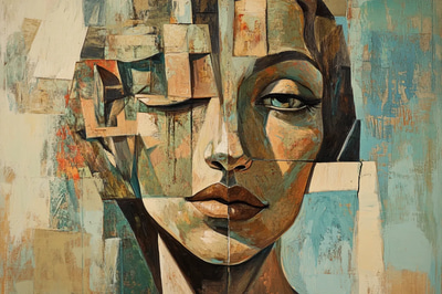 Bold Contrasting Cubist Portrait of a Woman - Striking Cubist Portrait Art for Creative and Fine Art Projects