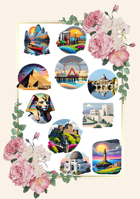 10 Travel Moments Sticker Pack - Vibrant Adventure & Transport Stickers for Creative Projects and Social Media