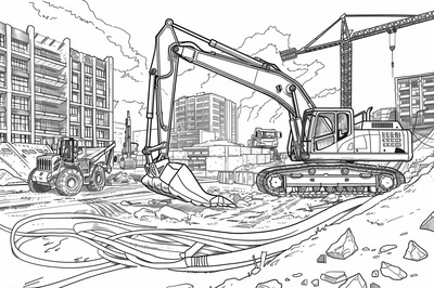 Construction Vehicles Coloring - Detailed Transport-Themed Coloring Pages for Creative Kids and Educators