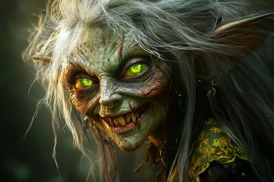 Creepy Witch Character - Dark Horror Digital Art for Spooky Storytelling and Visual Projects