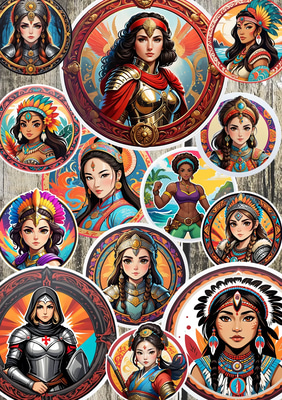 25 Warrior Heroes Sticker Set - Fantasy-Themed Bold Character Stickers for Creators & Storytellers