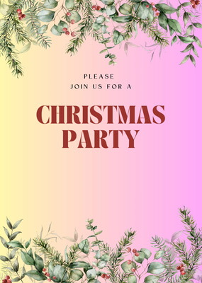 Beige Green Red Watercolor Christmas Party Invite - Elegant Holiday Invitation Template for Seasonal Celebrations