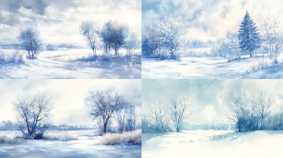 Serene Winter Landscape Watercolor - Timeless Heritage Brushwork for Classic Painting & Artistic Expression