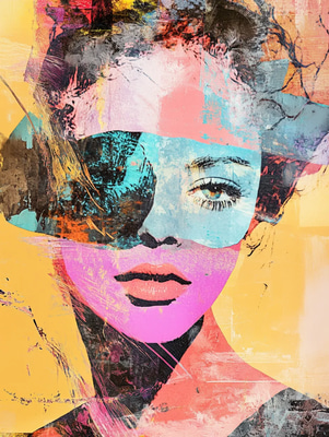 Digital Collage Contemporary Female Portrait - Modern Soulful Portrait Art for Creatives and Digital Collectors