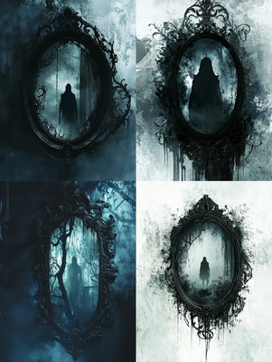 Cursed Gothic Mirror - Haunted Reflection Art for Dark Ambience and Gothic Decor Enthusiasts