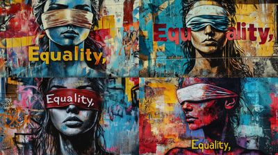 Blindfolded Justice Graffiti - Bold Political Street Art for Social Commentary and Urban Creatives